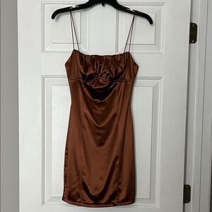 DNA Couture Chocolate Brown Satin Mini Dress